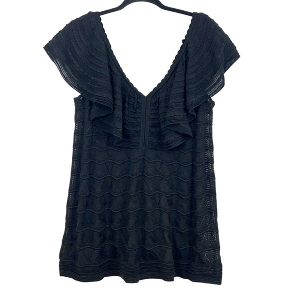 Missoni V Neck Ruffle Top Black XL Pre-Loved (No Care Tag) - Picture 1 of 5